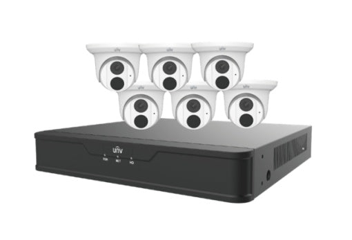 Uniview EKDL-S31P8T46T2 8-channel dual light full color turret AI security camera kit with human and vehicle detection.