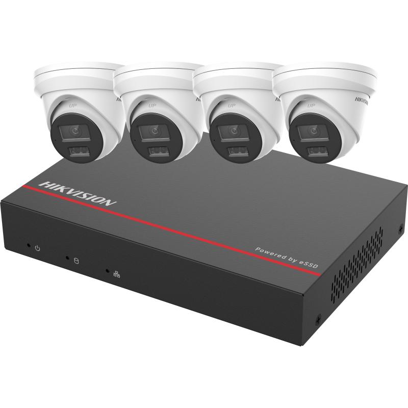 Galaxy Security Hikvision DS-J142I(STD) 4MP turret PoE security camera with EKI-K41T44L mounting kit, shown in the image.