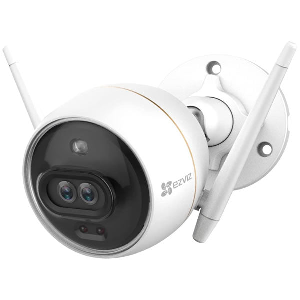 EZVIZ C3X dual-lens outdoor WiFi security camera with weatherproof design and visible dual lenses for enhanced surveillance.