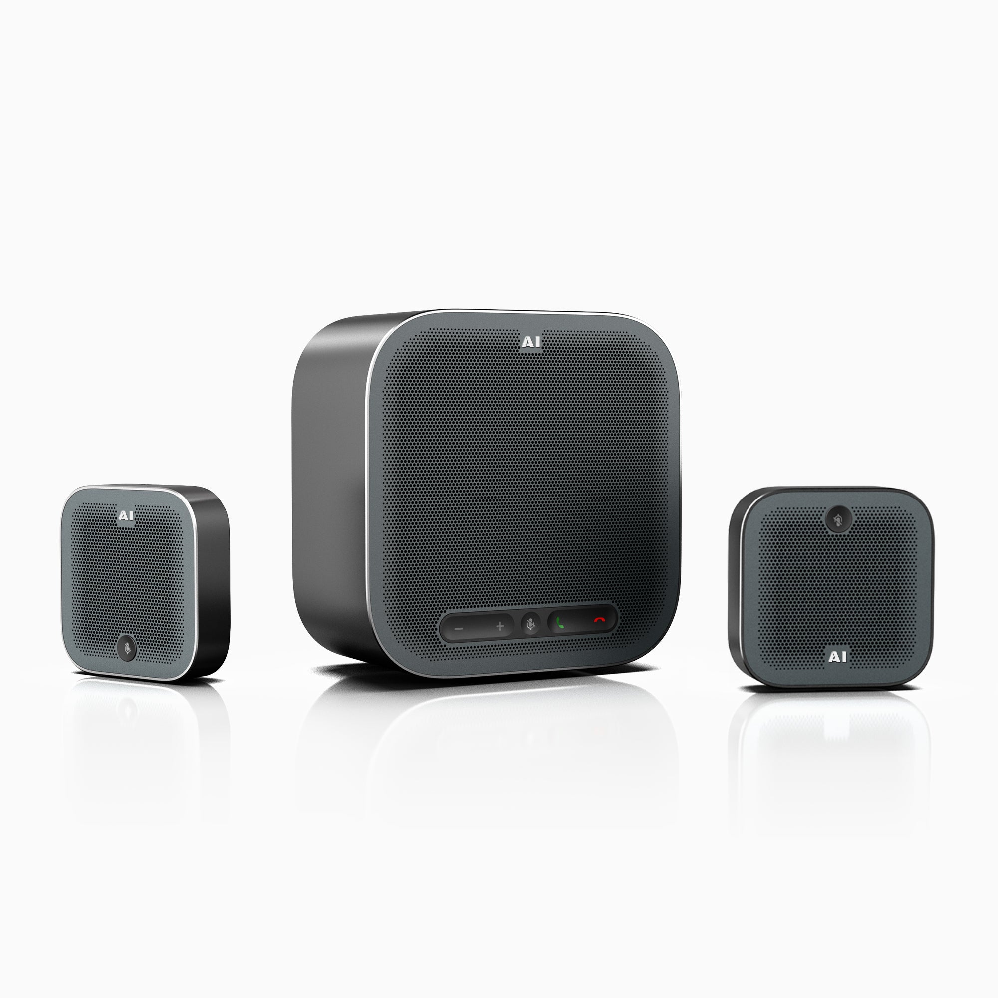 Rocware A10 USB conference speakerphone with built-in microphones and control buttons, designed for clear audio meetings