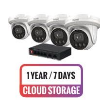 Galaxy Cloud Based 4CH 4K security camera kit with four high-resolution cameras and sleek design by My Store.
