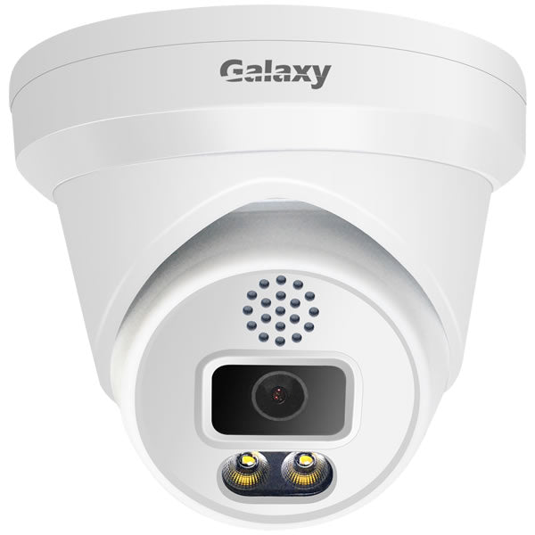 My Store NDAA Galaxy Color247 5MP AI Camera with night vision and wide-angle lens, mounted outdoors for security monitoring.