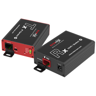 Ethernet over UTP transceiver package with two units for Cat5e or better cables, designed for reliable network connections.