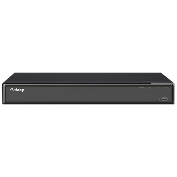 Galaxy Hunter 32-channel Penta-brid 4K-N/5MP AI XVR with 1.5U rack mount and four HDD bays, used for high-resolution surveillance.