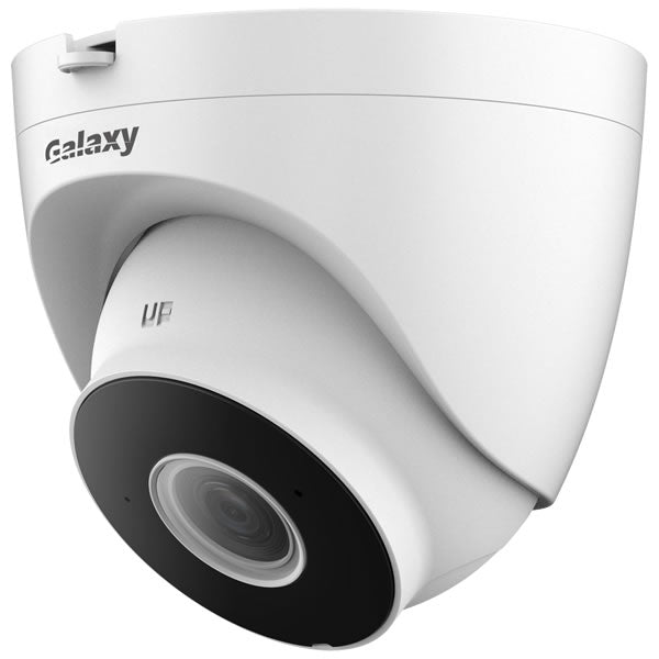 Galaxy Hunter 4MP IR WiFi turret camera with fixed lens, outdoor security camera with night vision and wireless connectivity.