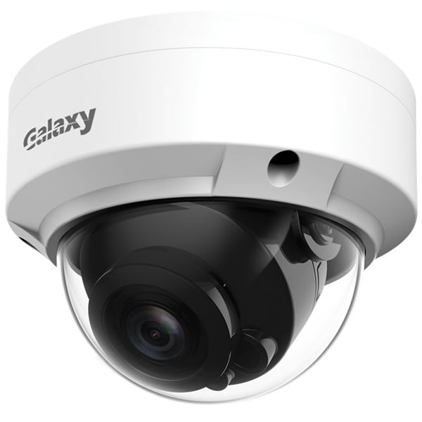 Galaxy Hunter 4MP Full Color Starlight AI Mini Dome IP Camera with night vision and smart detection features.