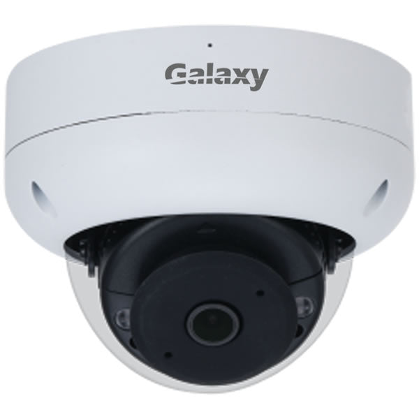 Galaxy Hunter 4MP wide angle fixed dome AI starlight network camera with night vision and high-resolution lens.