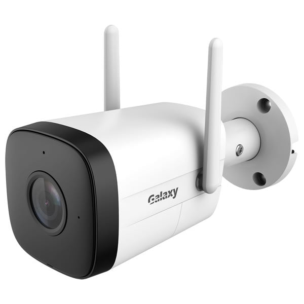 Galaxy Hunter 4MP IR WiFi Bullet Camera with fixed lens, outdoor security, and WiFi connectivity for surveillance.