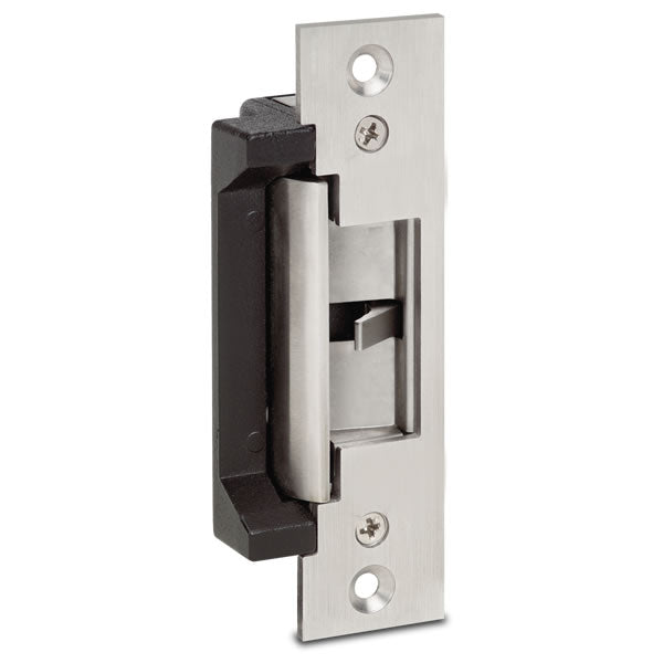 American Standard electric strike GX-KL102C-FB installed in a door frame, showing the secure latch mechanism and wiring components