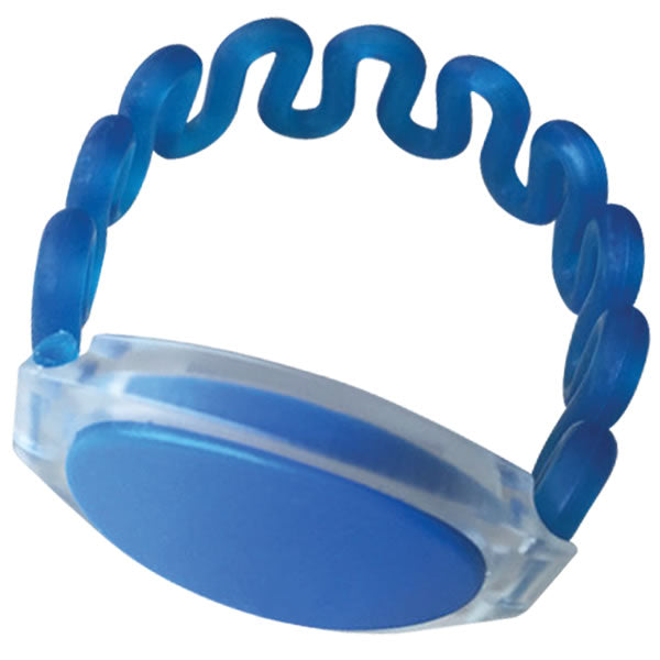 Blue Mifare watchband by My Store with adjustable strap and secure clasp, designed for wearable RFID access cards.