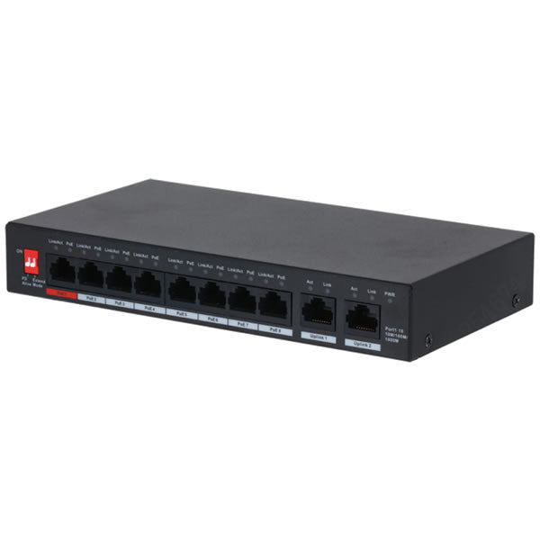 Galaxy 8-port unmanaged Gigabit PoE switch by My Store, showing front view with multiple Ethernet ports and LED indicators.