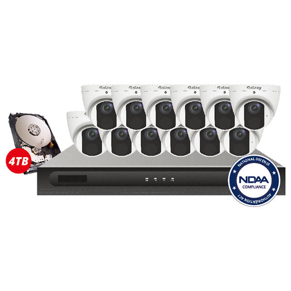 16-channel 4MP Galaxy Pro Starlight IP security camera kit with built-in analytics including line crossing, face detection, and intrusion detection