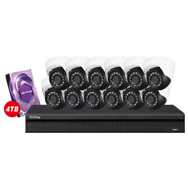 16MP IP eyeball security camera kit from Hunter Series with multiple cameras and accessories for home or business surveillance.