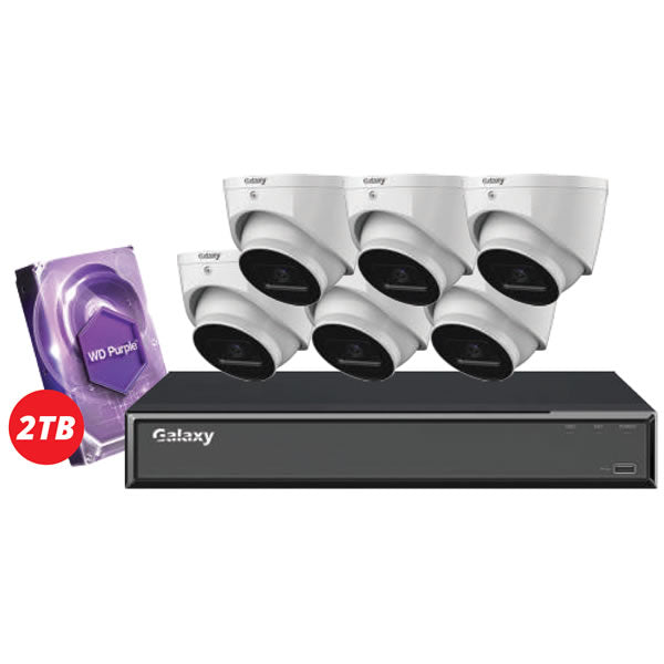 8CH Hunter Series 4K Starlight IP turret camera kit with four cameras and accessories, designed for high-resolution security surveillance.