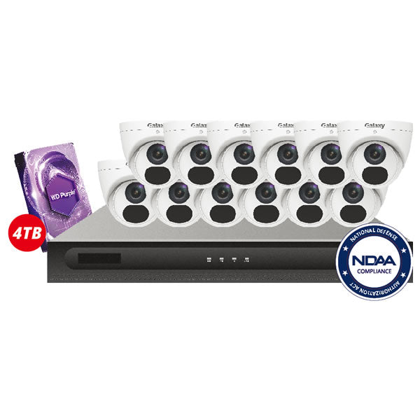 16-channel 2MP Galaxy Elite IP security camera kit with multiple cameras and network video recorders for home or business security.