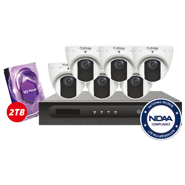 8-channel 4MP Galaxy Elite IP security camera kit with multiple cameras and network recorder for home or business surveillance.