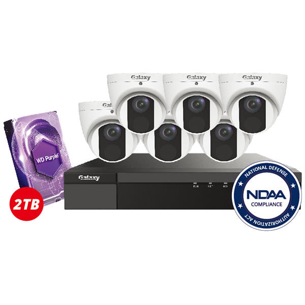 8-channel 4MP Galaxy Elite IP security camera kit with multiple cameras and network video recorder for home or business security.