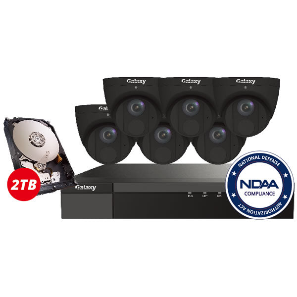 8-channel 4MP Galaxy Pro Starlight IP security camera kit with built-in analytics for line crossing, people counting, intrusion, and face detection