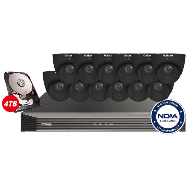 16-channel 4MP Galaxy Pro Starlight IP security camera kit with built-in analytics like line crossing, face detection, and intrusion detection