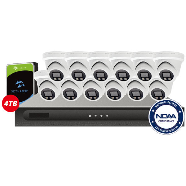 4K/8MP full color AI IP security camera package with 16 channels, day and night view, outdoor cameras by My Store