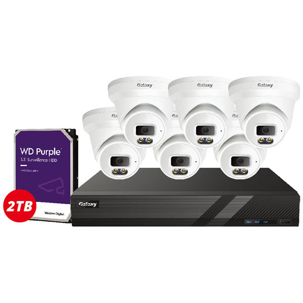 8CH NDAA Galaxy Color-V 4CH 5MP AI full color security camera kit with multiple cameras and sleek design.