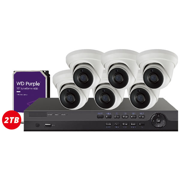 My Store Galaxy Platinum 4CH 5MP HD security camera kit with AI for human and vehicle detection, featuring multiple cameras and recording equipment.