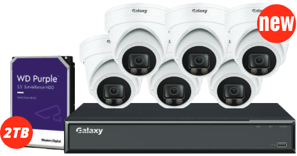 My Store Galaxy Hunter Color-V 4K HD 8-channel security camera kit with multiple cameras and full-color video recording.