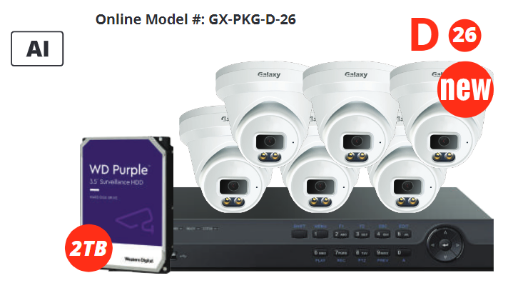 Galaxy Platinum 5MP Color-V Full Color HD security camera kit with 8 channels, featuring high-resolution surveillance cameras.