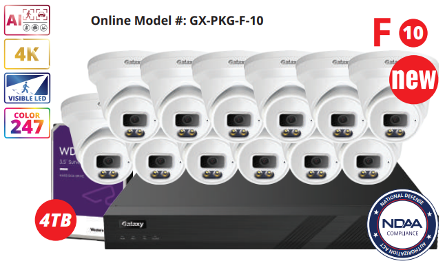 NDAA Galaxy Color-V Full Color 4K AI IP 16CH Turret Kit