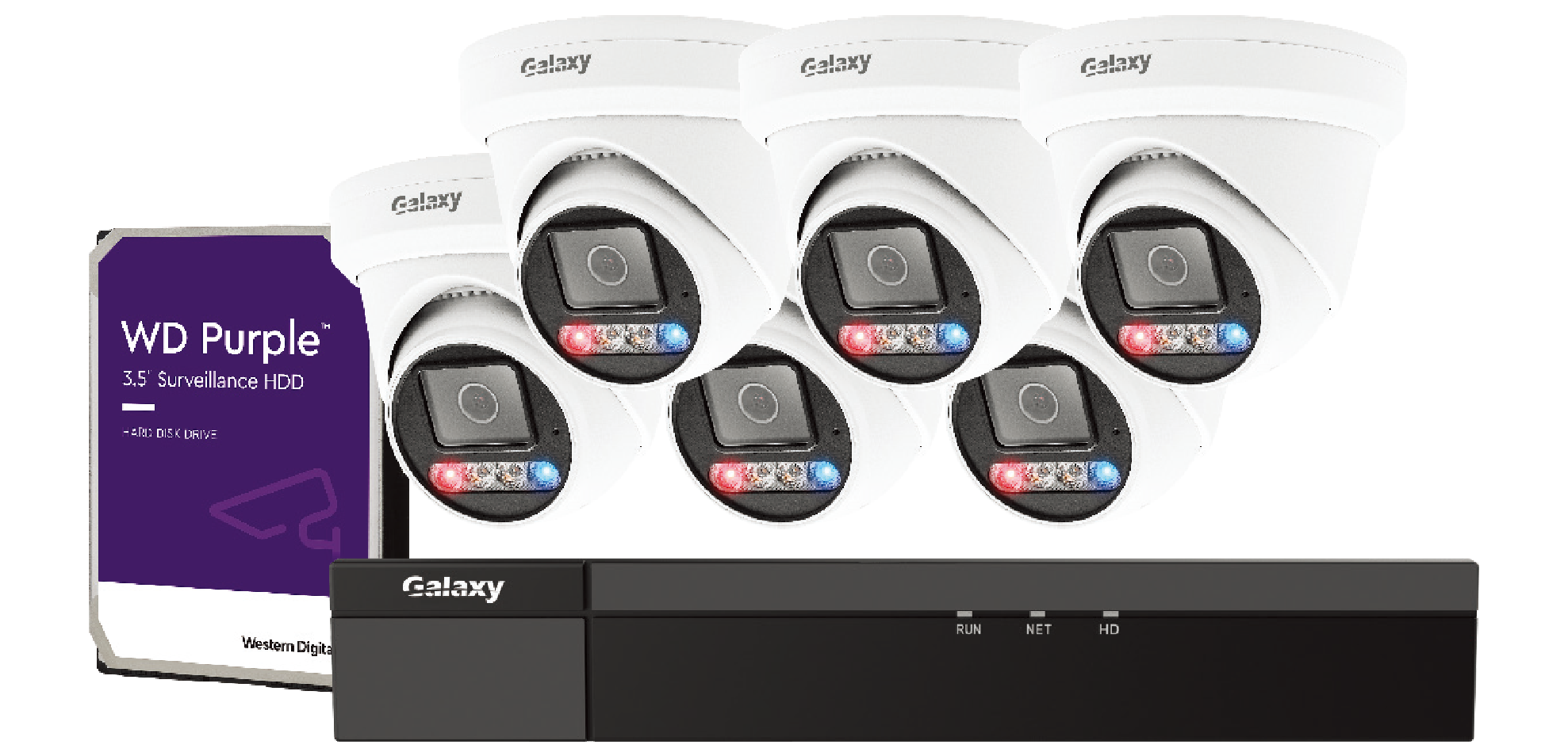 NDAA Galaxy Color-V 6MP Active Deterrence AI Full Color POE IP Kit GX-PKG-G-20