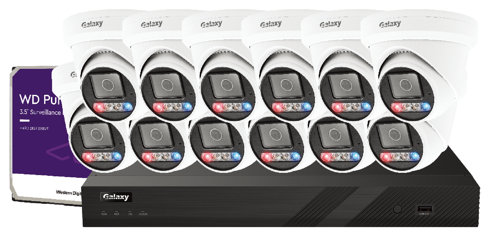NDAA Galaxy Color-V 6MP Active Deterrence AI Full Color POE IP Kit GX-PKG-G-21