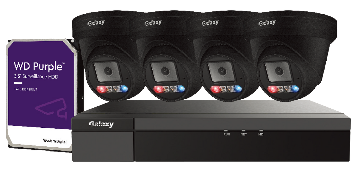 NDAA Galaxy Color-V 6MP Active Deterrence AI Full Color POE IP Kit GX-PKG-G-22