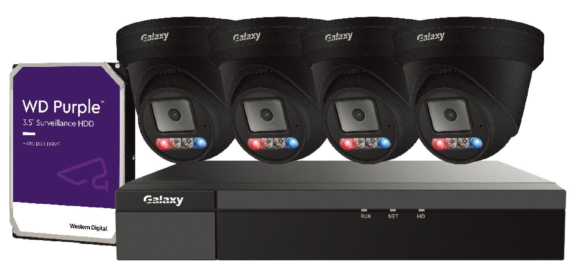 NDAA Galaxy Color-V 6MP Active Deterrence AI Full Color POE IP Kit GX-PKG-G-22