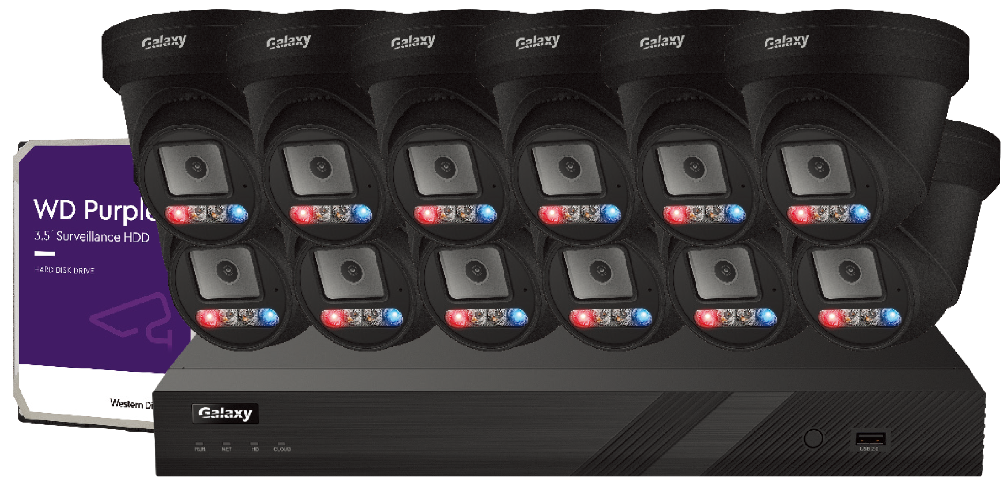 NDAA Galaxy Color-V 6MP Active Deterrence AI Full Color POE IP Kit GX-PKG-G-24