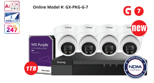 4CH NDAA Galaxy Color-V Full Color 5MP AI IP Turret Kit