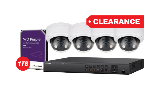 Galaxy Platinum 8-channel security camera kit with four 4MP HD cameras for home or business surveillance.