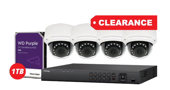 Galaxy Platinum 8-channel 4MP HD security camera kit with four high-resolution cameras and monitoring equipment.