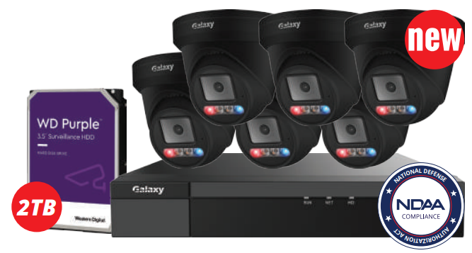 NDAA 8CH Galaxy Color-V 4K Active Deterrence AI Full Color PoE IP Kit