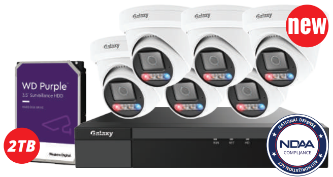 NDAA 8CH Galaxy Color-V 4K Active Deterrence AI Full Color PoE IP Kit