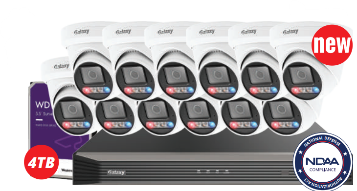 NDAA 16CH Galaxy Color-V 4K Active Deterrence AI Full Color PoE IP Kit