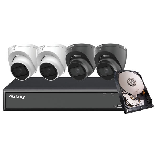 Hunter Series AI 4K 5-in-1 HD analog security camera kit with multiple cameras and accessories for high-definition surveillance.