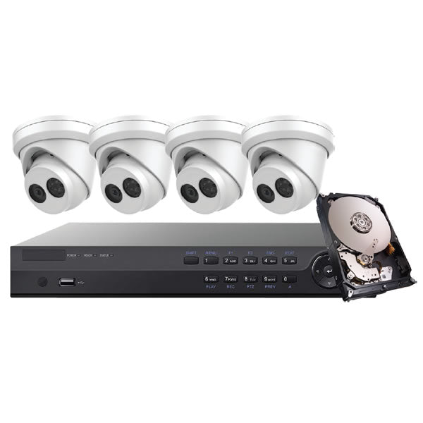 4K IP turret security camera from Platinum Series by My Store, shown in a sleek, modern design with mounting accessories.