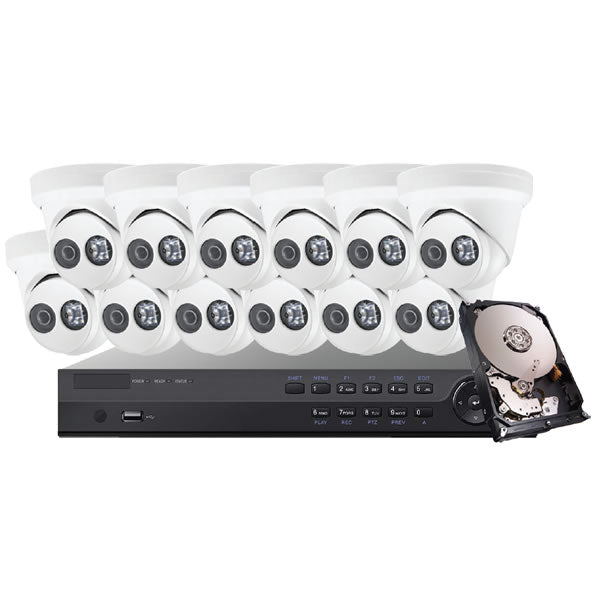 4MP IP mini dome security camera kit from the Platinum Series by My Store, featuring sleek black dome design and mounting hardware.