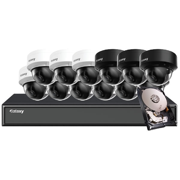 Hunter Series 4K Starlight IP turret camera kit with multiple cameras and accessories, ideal for security surveillance.
