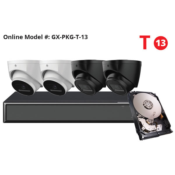 Galaxy Hunter Series 4K Starlight IP Turret Kit in white, featuring a sleek white security camera with advanced night vision capabilities.