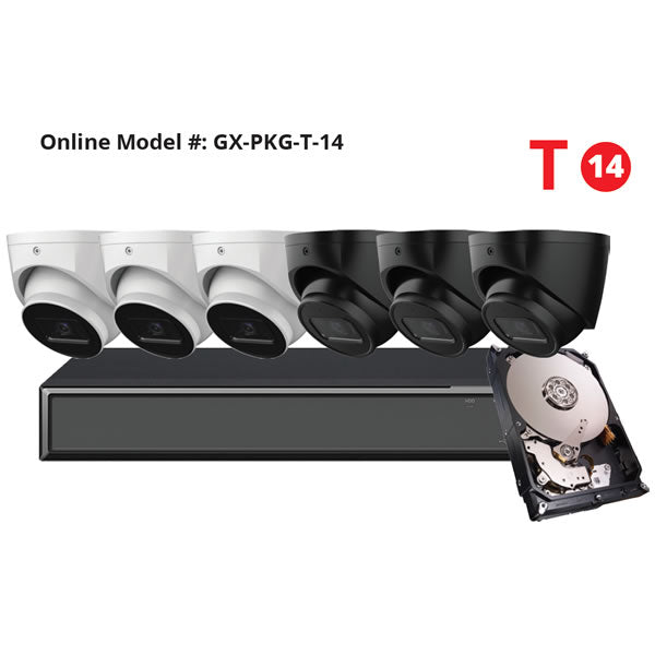 Galaxy Hunter Series 4K Starlight IP Turret Kit featuring multiple security cameras with night vision and weatherproof design.