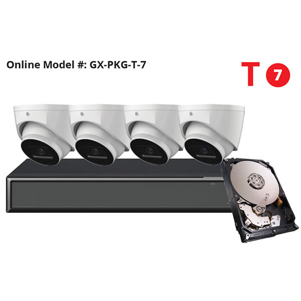 Galaxy Hunter Series 4MP Starlight IP turret security camera kit with weatherproof design and high-resolution night vision.