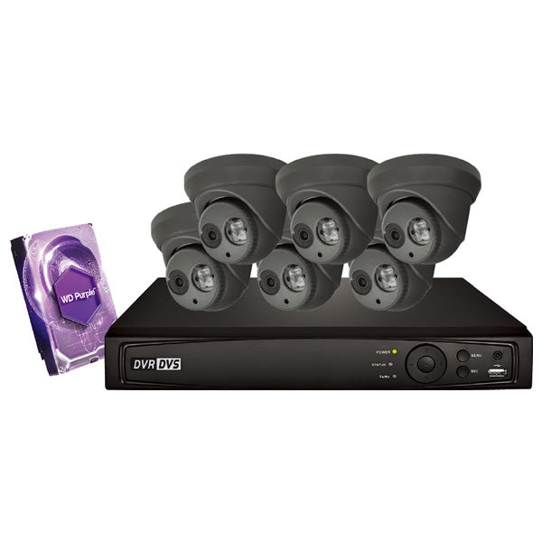 8-channel Galaxy Platinum Series 2MP HD turret security camera kit in black, featuring durable outdoor design and clear video quality