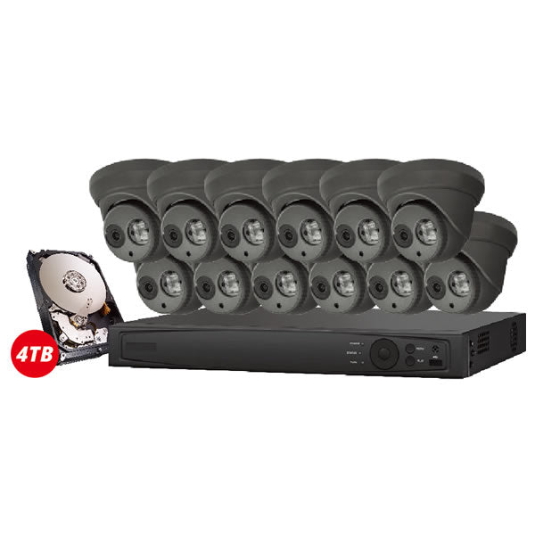 16-channel Galaxy Platinum Series 2MP 5-in-1 HD analog turret security camera kit with multiple cameras and mounting hardware