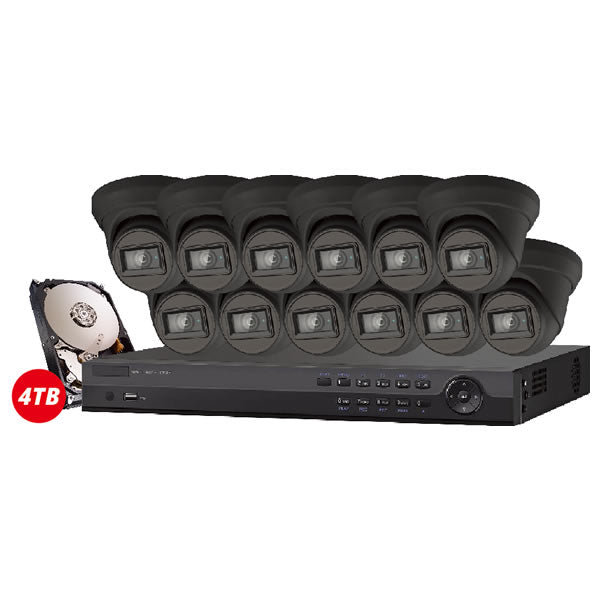 16-channel Galaxy Platinum Series 4K 5-in-1 HD analog turret security camera kit with multiple cameras and accessories.